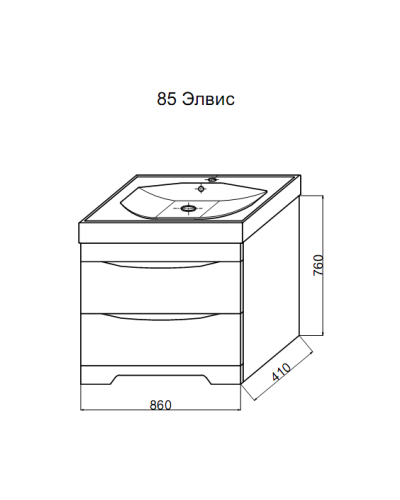 Элвис - 85 Тумба напольная с 2 ящ. белая эмаль / раковина