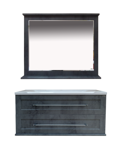 Марта -100 Тумба подвесная 2 ящ. темный бетон / раковина