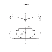 Марта -100 Тумба подвесная цинк / раковина