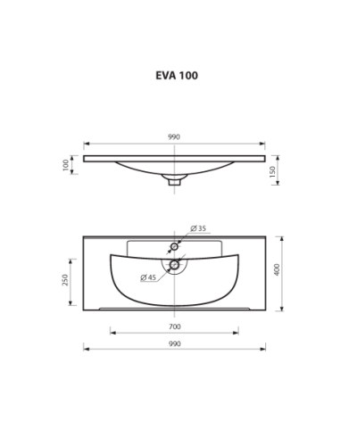 Марта -100 Тумба подвесная цинк / раковина