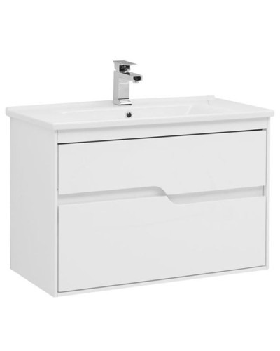 Тумба под раковину Aquanet Модена 85 196965 подвесная Белый глянец