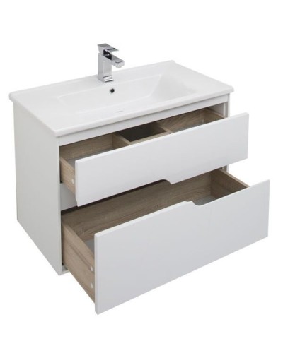 Тумба под раковину Aquanet Модена 85 196965 подвесная Белый глянец