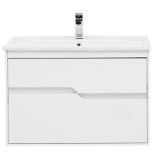Тумба под раковину Aquanet Модена 85 196965 подвесная Белый глянец