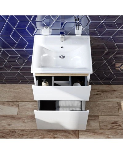 Тумба с раковиной белый глянец 55 см Am.Pm X-Joy M85AFSX0552WG + M85AWCC0552WG