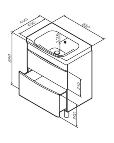 Тумба с раковиной белый глянец 65 см Am.Pm Like M80FSX0652WG + M80WCC0652WG