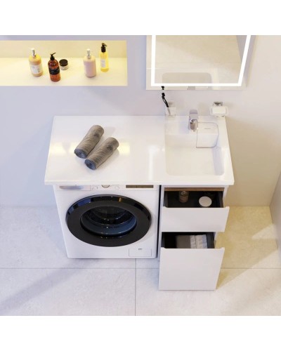 Тумба с раковиной белый глянец 100 см Am.Pm X-Joy M85AFSX0402WG + M85AWPR1001WG