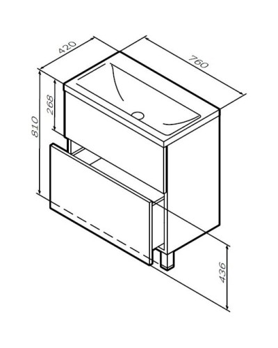 Тумба с раковиной белый глянец 76 см Am.Pm Gem M90FSX07522WG32 + M90WCC0752WG