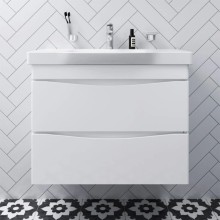 Тумба с раковиной белый глянец 80 см Am.Pm Like M80FHX0802WG + M80WCC0802WG