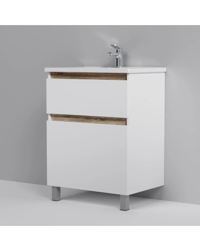 Тумба с раковиной белый глянец 65 см Am.Pm X-Joy M85AFSX0652WG + M85AWCC0652WG