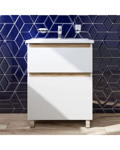 Тумба с раковиной белый глянец 65 см Am.Pm X-Joy M85AFSX0652WG + M85AWCC0652WG