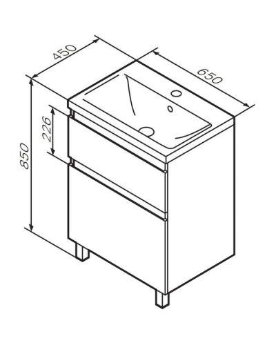 Тумба с раковиной белый глянец 65 см Am.Pm X-Joy M85AFSX0652WG + M85AWCC0652WG