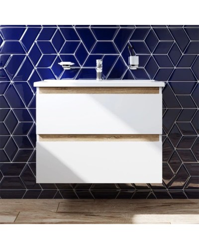 Тумба с раковиной белый глянец 80 см Am.Pm X-Joy M85AFHX0802WG + M85AWCC0802WG