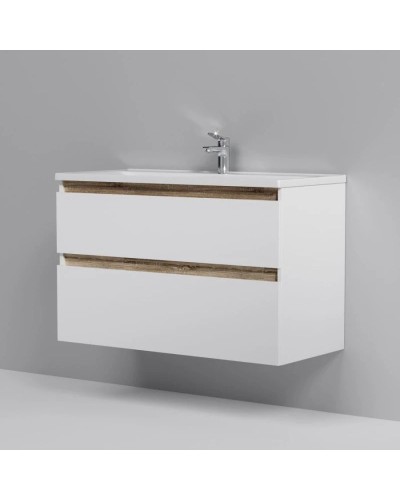 Тумба с раковиной белый глянец 100 см Am.Pm X-Joy M85AFHX1002WG + M85AWCC1002WG