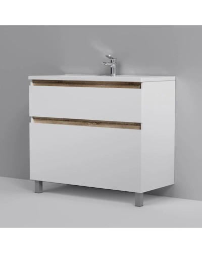 Тумба с раковиной белый глянец 100 см Am.Pm X-Joy M85AFSX1002WG + M85AWCC1002WG