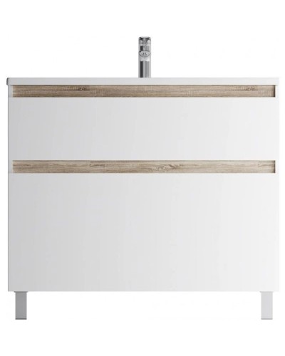 Тумба с раковиной белый глянец 100 см Am.Pm X-Joy M85AFSX1002WG + M85AWCC1002WG