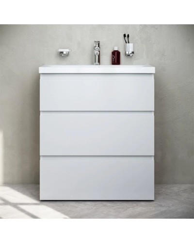 Тумба с раковиной белый глянец 76 см Am.Pm Gem M91FSX0752WG + M90WCC0752WG