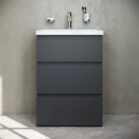 Тумба с раковиной графит матовый 61 см Am.Pm Gem S M91FSX0602GM + M90WCC0602WG