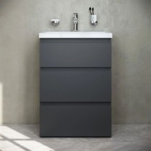 Тумба с раковиной графит матовый 61 см Am.Pm Gem S M91FSX0602GM + M90WCC0602WG