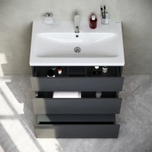 Тумба с раковиной графит матовый 76 см Am.Pm Gem S M91FSX0752GM + M90WCC0752WG