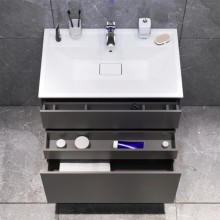 Тумба с раковиной графит матовый 80,8 см Am.Pm Inspire 2.0 M50AFHX0803GM + M50AWPX0801WG