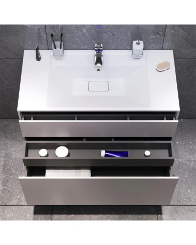 Тумба с раковиной серый матовый 100,8 см Am.Pm Inspire 2.0 M50AFHX1003EGM + M50AWPX1001WG