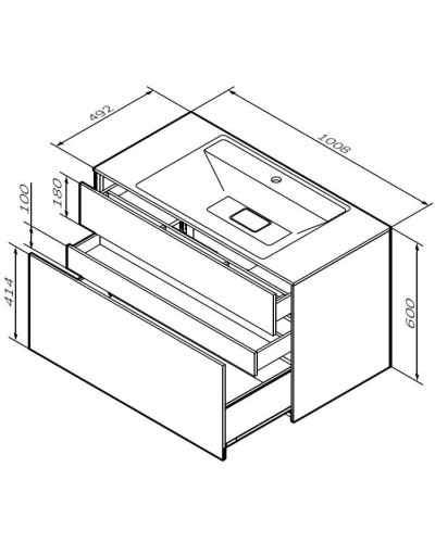 Тумба с раковиной белый матовый 100,8 см Am.Pm Inspire 2.0 M50AFHX1003WM + M50AWPX1001WG