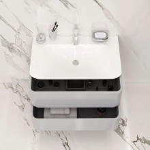 Тумба с раковиной серый шелк глянец 80 см Am.Pm Sensation M30FHX0802FG + M30WPC0801WG