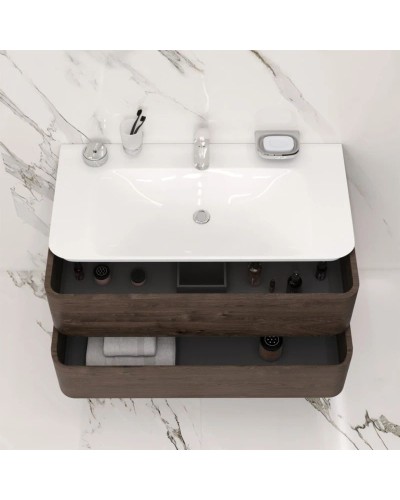 Тумба с раковиной табачный дуб 100 см Am.Pm Sensation M30FHX1002TF + M30WPC1001WG