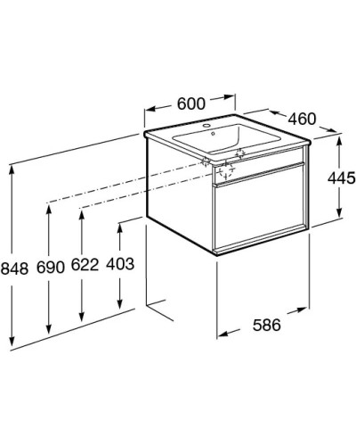 Тумба с раковиной белый глянец/черный 60 см Roca Aneto 857429806 + 32799E000