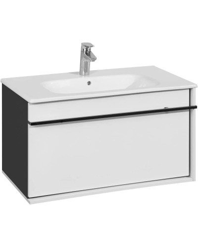 Тумба с раковиной белый глянец/черный 80 см Roca Aneto 857430806 + 32799C000