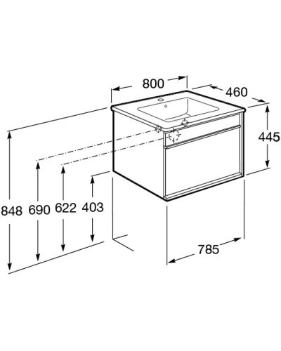 Тумба с раковиной белый глянец/черный 80 см Roca Aneto 857430806 + 32799C000