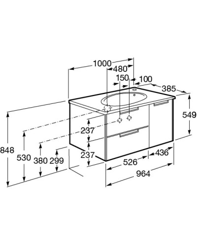 Тумба с раковиной белый глянец 100 см Roca Etna 857302806 + 327009000