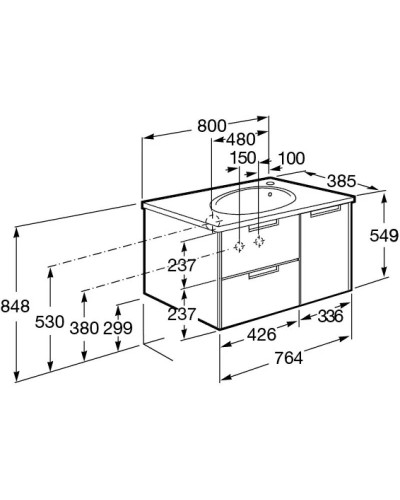 Тумба с раковиной дуб верона 80 см Roca Etna 857301445 + 32700A000