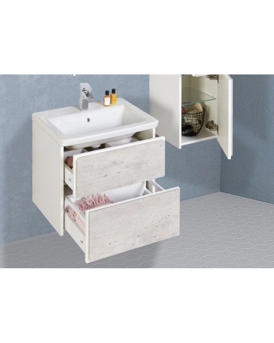 Тумба с раковиной бетон/белый матовый 70 см Roca Ronda ZRU9303003 + 327471000