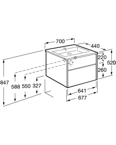 Тумба с раковиной бетон/белый матовый 70 см Roca Ronda ZRU9303003 + 327471000