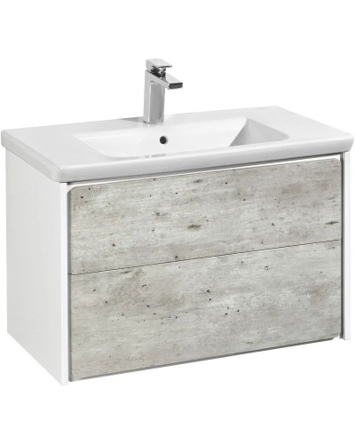 Тумба с раковиной бетон/белый матовый 80 см Roca Ronda ZRU9303004 + 327470000