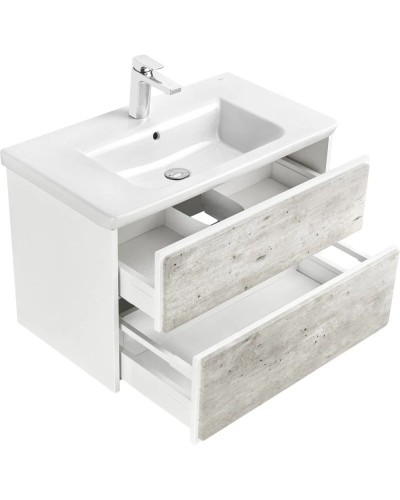Тумба с раковиной бетон/белый матовый 80 см Roca Ronda ZRU9303004 + 327470000