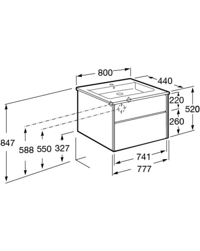 Тумба с раковиной бетон/белый матовый 80 см Roca Ronda ZRU9303004 + 327470000