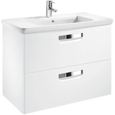 Тумба с раковиной белый глянец 80 см Roca The Gap ZRU9302877 + 327470000