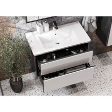 Тумба с раковиной белый глянец/антрацит 80 см Roca Ronda ZRU9302965 + 327470000