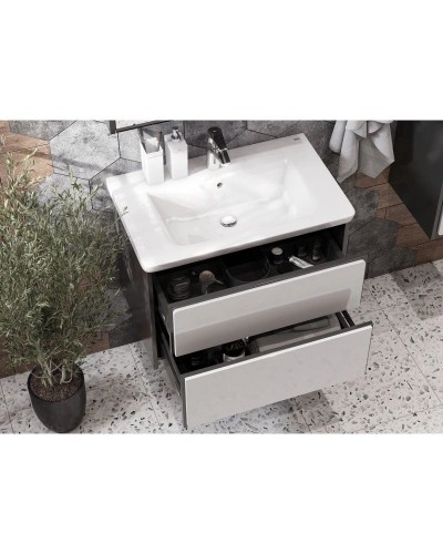 Тумба с раковиной белый глянец/антрацит 70 см Roca Ronda ZRU9302964 + 327471000