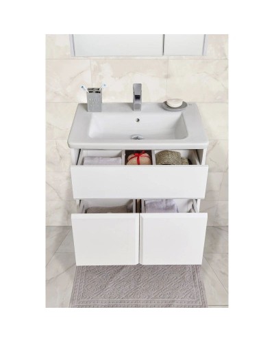 Тумба с раковиной белый глянец 80 см Roca Up ZRU9303012 + 327470000