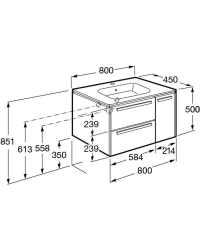 Тумба с раковиной светлый дуб 80 см Roca Lago 857296444 + 32799C000