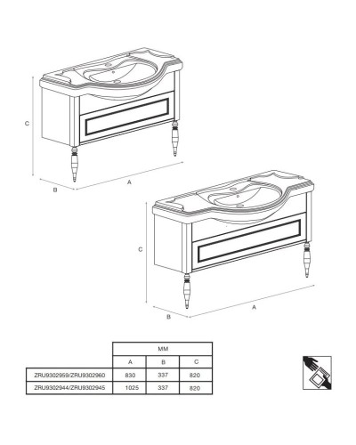Тумба с раковиной дуб тёмный шоколад 85 см Roca America Evolution L ZRU9302959 + 327206000