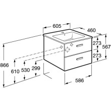 Тумба с раковиной венге 60,5 см Roca Victoria Nord ZRU9000027 + 32799E000