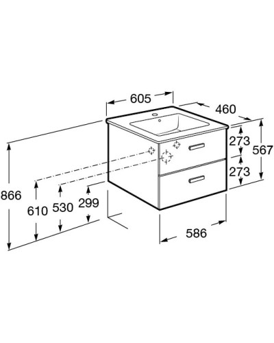 Тумба с раковиной венге 60,5 см Roca Victoria Nord ZRU9000027 + 32799E000
