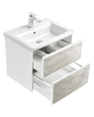 Тумба с раковиной бетон/белый матовый 60 см Roca Ronda ZRU9303002 + 327472000