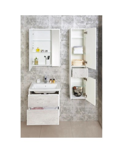 Тумба с раковиной бетон/белый матовый 60 см Roca Ronda ZRU9303002 + 327472000