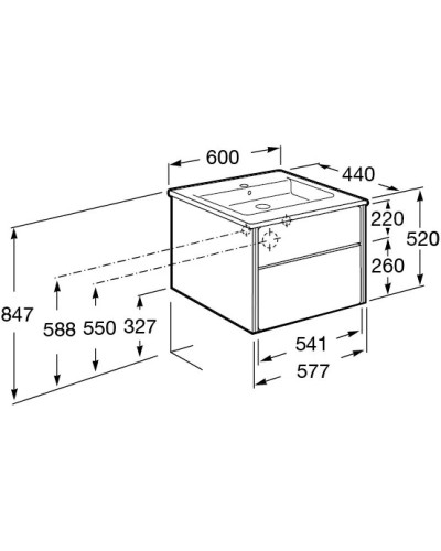 Тумба с раковиной бетон/белый матовый 60 см Roca Ronda ZRU9303002 + 327472000