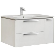 Тумба с раковиной белый глянец 80 см Roca Lago 857296806 + 32799C000